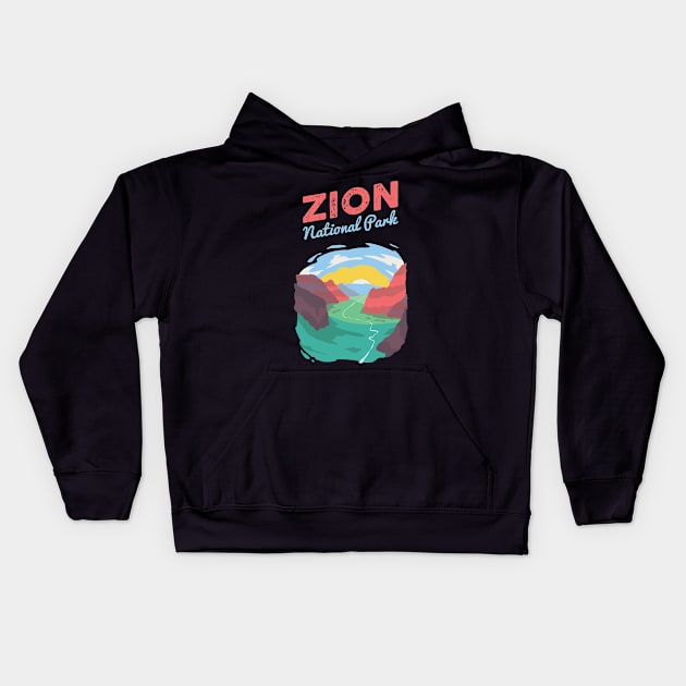 Zion National Park Kids Hoodie by Shiva121